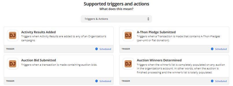 Supported Zapier triggers
